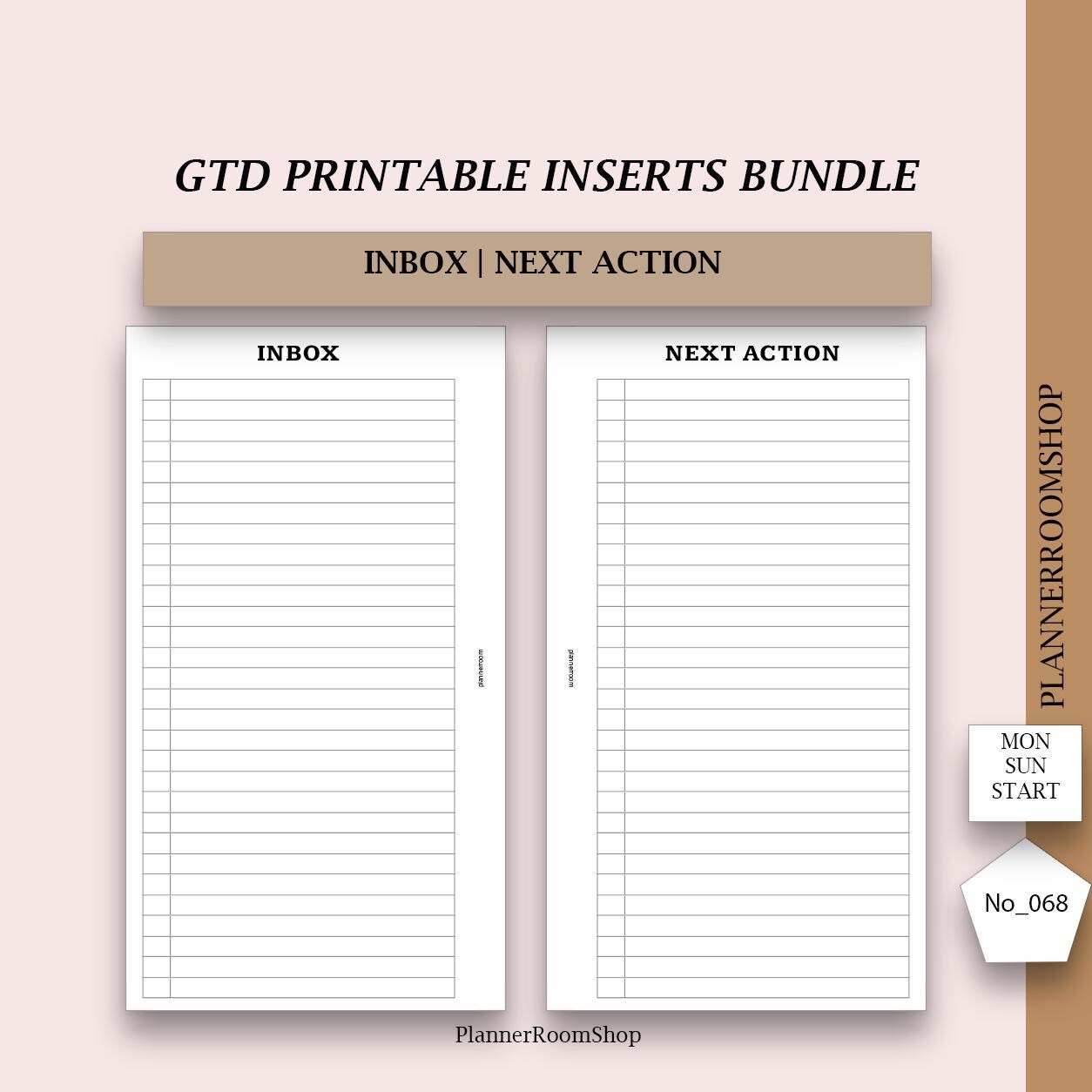 GTD Printable Planner, Inbox FC Compact, Inbox Insert Inbox Tracker ...