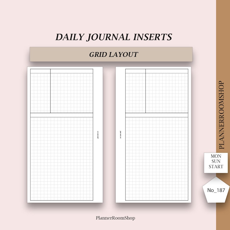 Printable Journal Grid Pages, Memory Keeping Inserts, Daily Planner