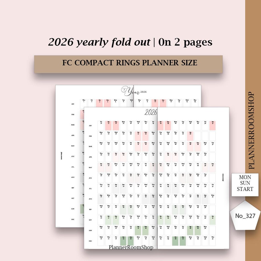 2026 Yearly Fold Out Printable Overview Planner Insert, 327 - Etsy