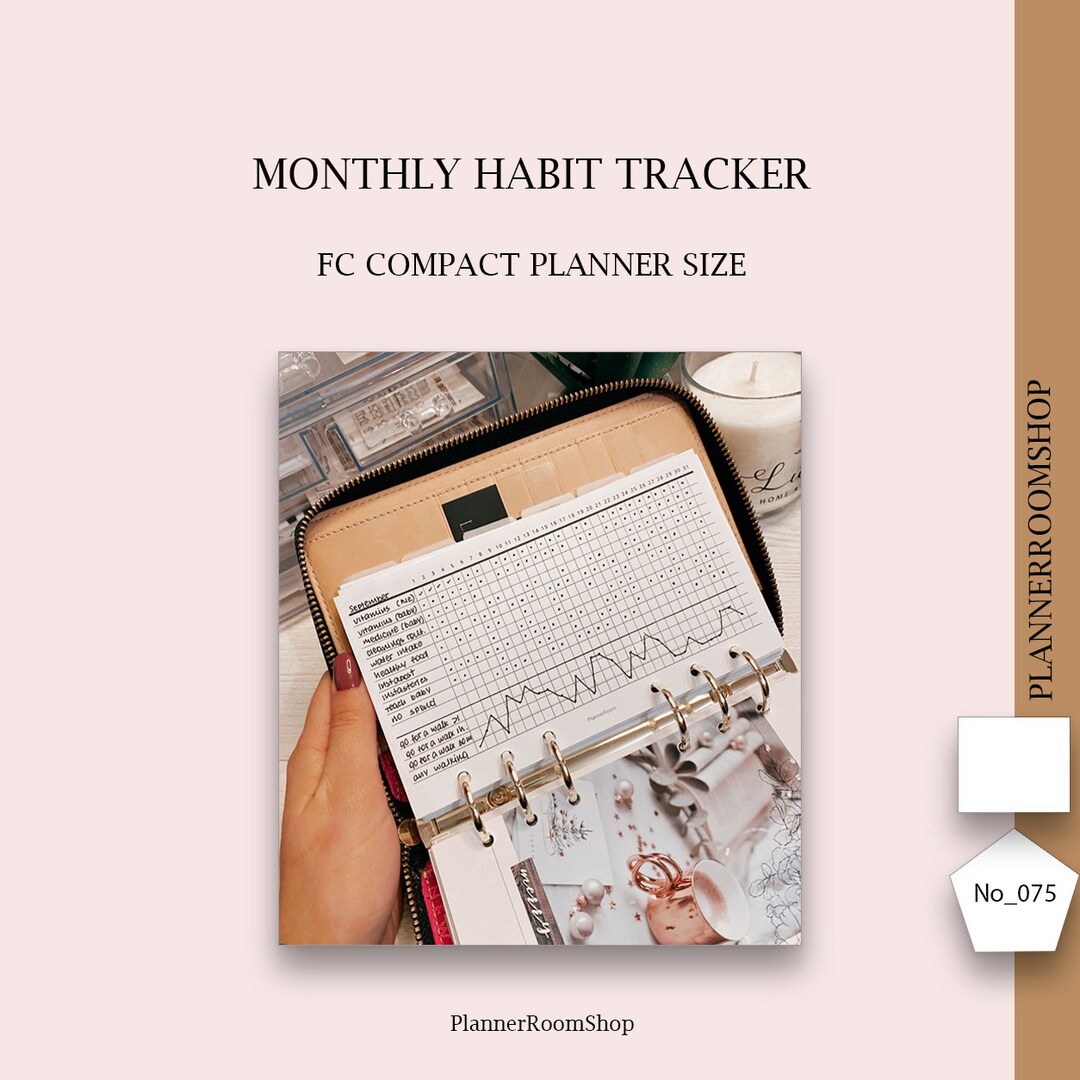 Monthly Habit Tracker, Printable Planner Insert, FC Compact Size ...