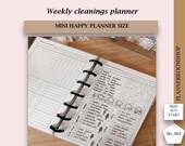 Weekly cleanings tracker, Happy Planner Mini inserts, Cleanings printable inserts, Cleaning schedule plan, Fly lady cleanings, 063