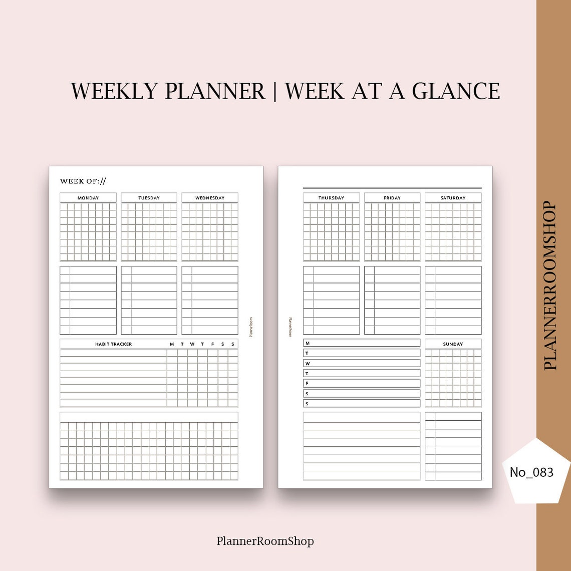 Weekly Printable Planner, Half Letter Inserts, Undated Weekly Planner ...