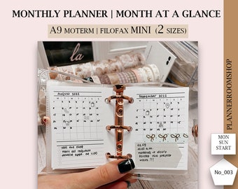 A9 Moterm printable inserts, Filofax mini planner size,  Day on 2 pages, A9 planner,  A9 daily schedule, A9 Printable planner pages 003