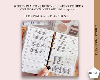 Hobonichi weeks inspired, Printable planner insert, Personal planner size, Functional planner, Digital weekly insert, 161