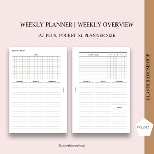 Pocket plus weekly planner, Pocket XL weekly printable inserts, Weekly schedule planner, Weeklies, pdf inserts, 82