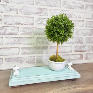 Wood Riser...Rectangle Riser...Farmhouse Decor...Farmhouse Tray...Chunky Riser...Soft Blue...Distressed Riser