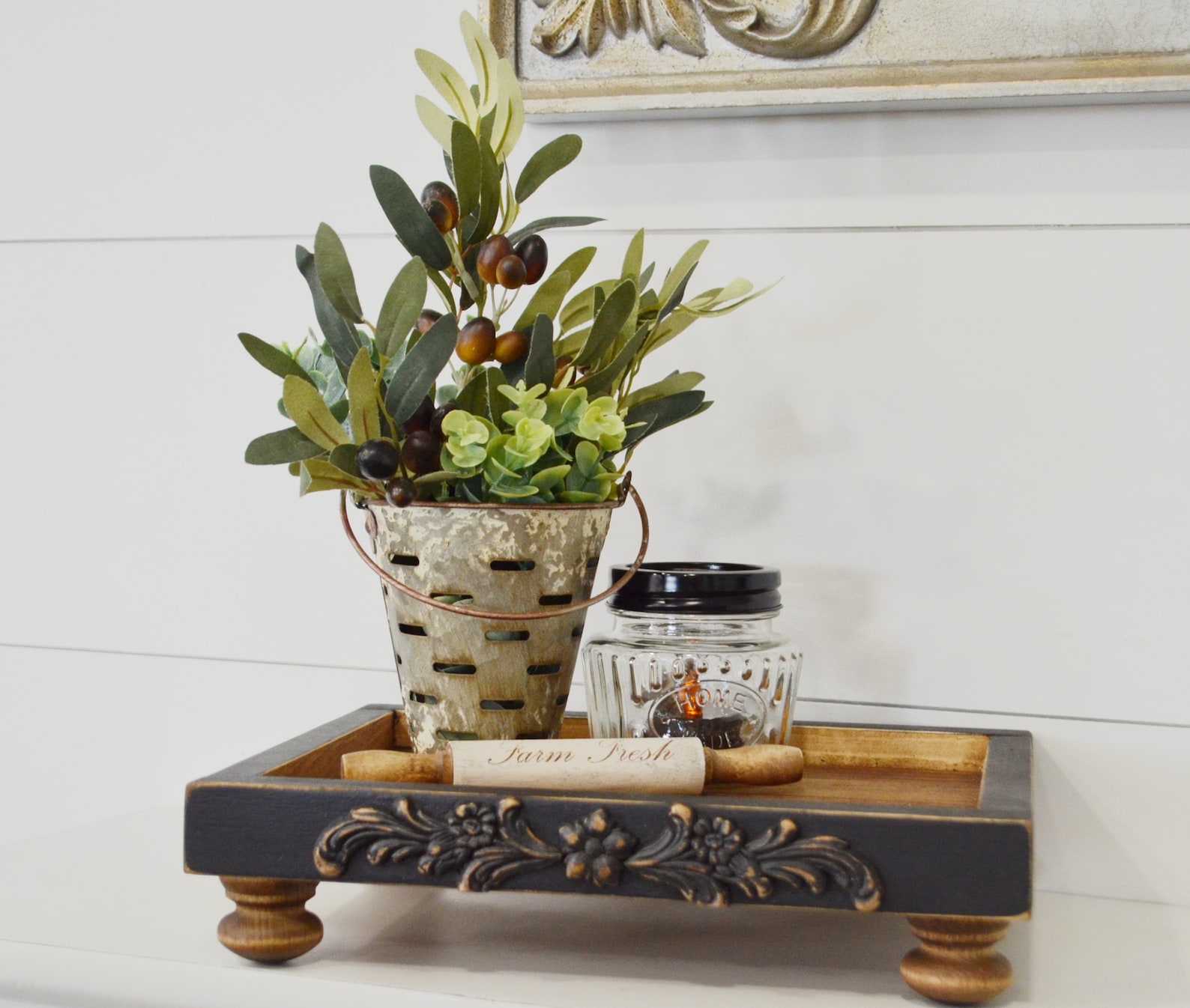 Black Riser...farmhouse Tray...rectangle Stand...decorative Riser ...