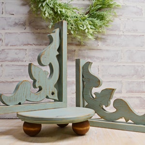Distressed Corbels...Decorative Corbels...Set of Corbels...Vintage Blue Corbels
