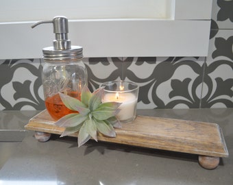 Farmhouse Wood Riser: Distressed Pedestal Stand (14.25" Long)