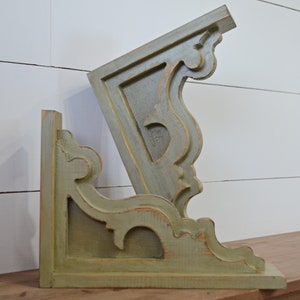 Corbels...Chunky Distressed Set of Corbels...Green Corbels