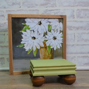 Square Riser...Farmhouse Tray...Square Stand...Farmhouse Decor...Decorative Riser...Distressed Stand...Farmhouse Riser...Green Riser