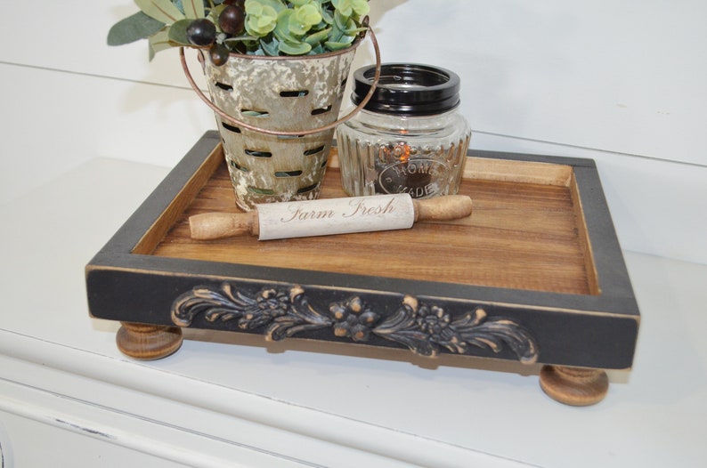 Ceramic Riser Tray Rectangle Black Riser...farmhouse Tray...rectangle Stand...decorative Riser ...