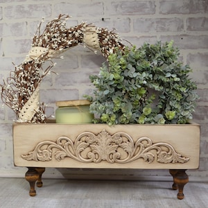 Decorative French Country Box...Farmhouse Caddy...XL Antique White Box Riser...Tall Riser...Farmhouse...Home Decor...French Country Decor