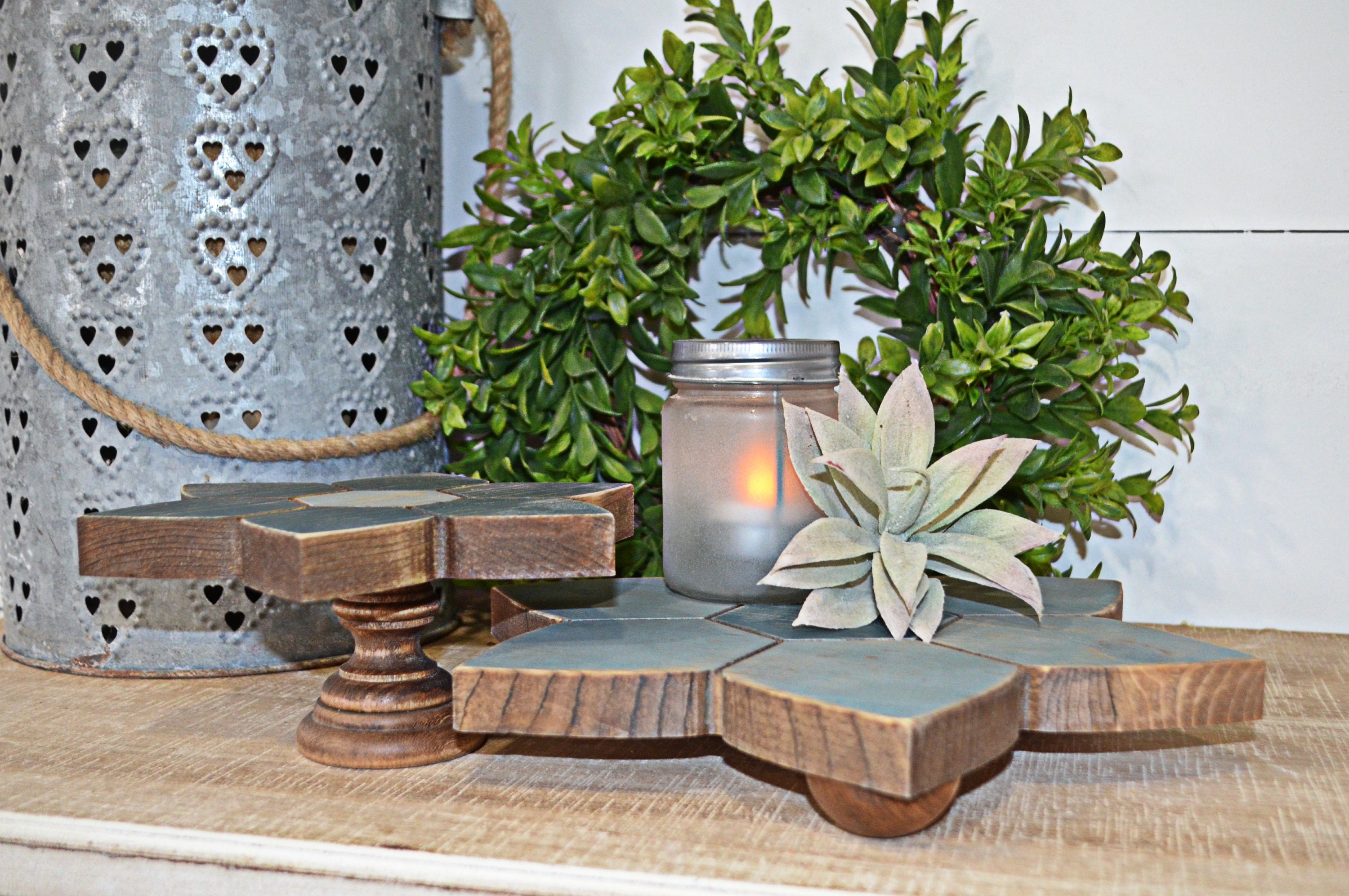 Farmhoouse Riser Set of Two Farmhouse Flower Risers...wood Stands...farmhouse Wood ...