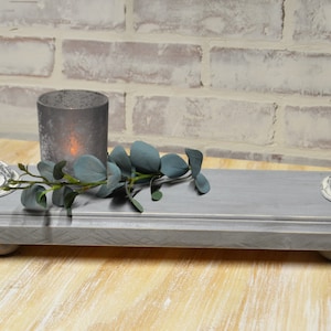 Gray Riser...Farmhouse Wood Riser...Rectangle Riser...Farmhouse Decor...Gray Riser with Handles