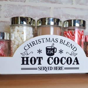 Engraved Hot Cocoa Bar Box: White Distressed Wood with Glass Jars