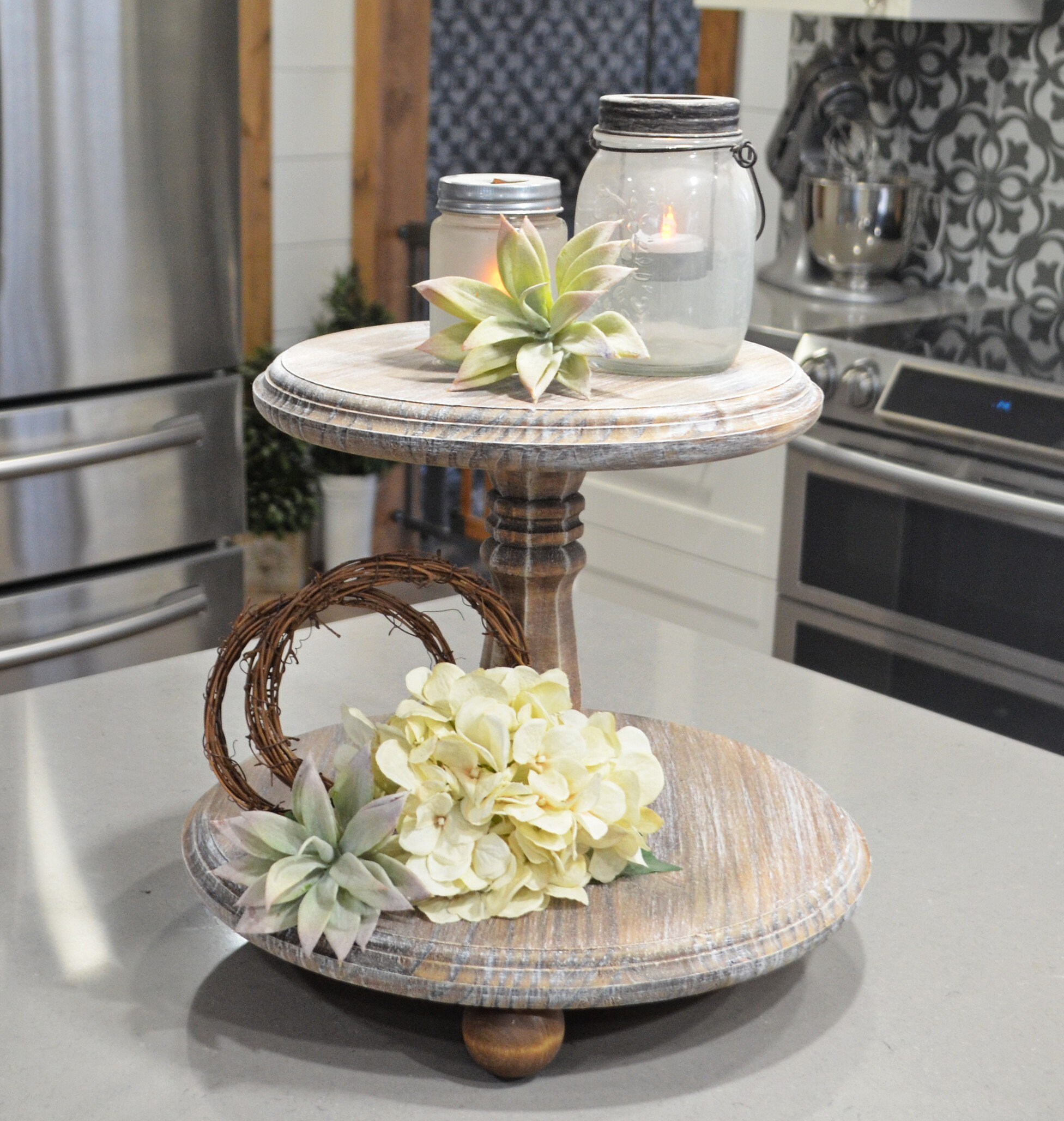 Double Tiered Wood Tray...yellow Tray...two Tiered Etsy Ireland