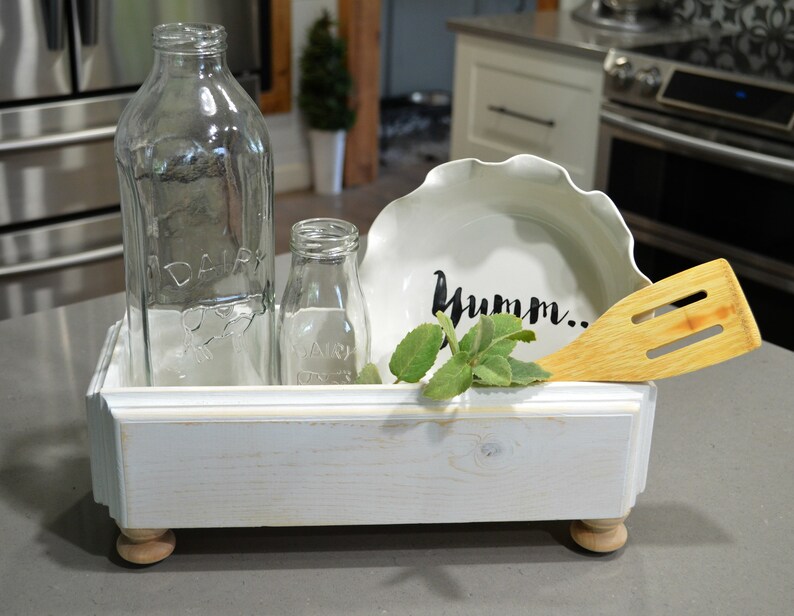White Farmhouse Caddy...wood Caddy...wood Tray...farmhouse Etsy