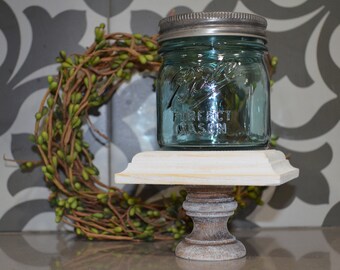Square Wood Mini Riser...Farmhouse Decor...Wood Stand...Farmhouse Riser...Pedestal...Mason Jar Stand...Weathered Wood Riser...Candle Riser
