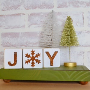 Rustikale JOY Blocks: Rustikale Weihnachtstablett Deko