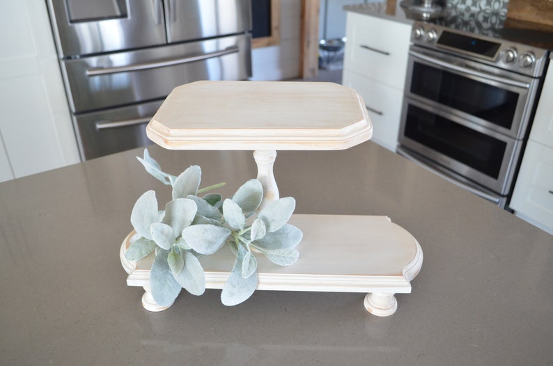 White Distressed Farmhouse Tray...tiered Tray...double Tiered Etsy