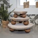 Set of Three Round Risers...farmhouse Riser Stands...weathered Wood ...