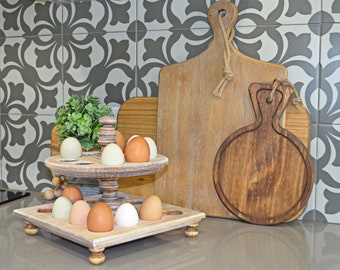 Weathered Wood Fresh Egg Holder...Double Tiered Egg Holder...Farmhouse Egg Tray...Farm Fresh Egg Holder...Egg Stand