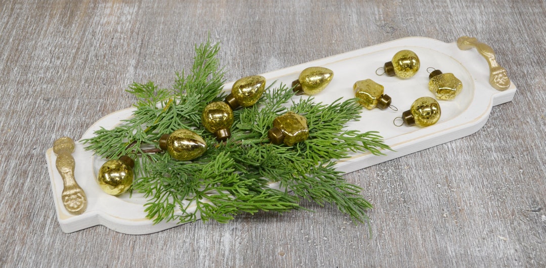 Farmhouse White Wood Tray...white and Gold Tray...distressed Etsy