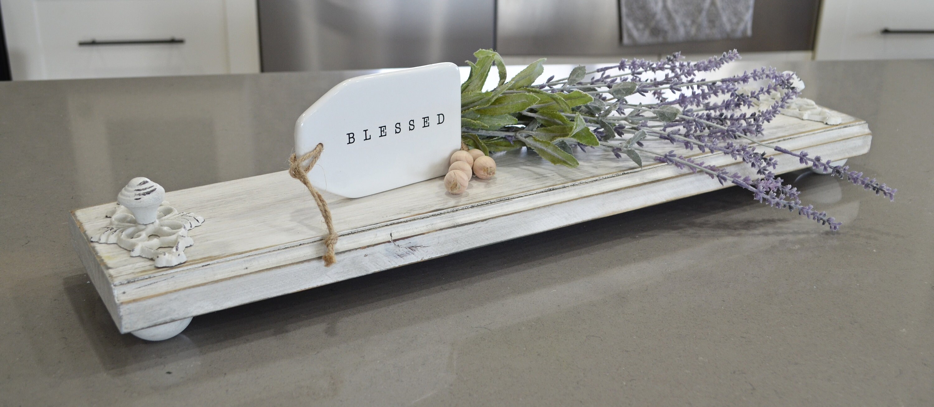 XL Distressed White Riser...farmhouse Wood Riser...rectangle Riser ...