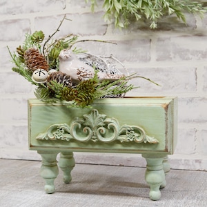 Caja decorativa estilo granja...Caja estilo granja...Caja decorativa verde...Decoración del hogar...Caja navideña...Elevador estilo granja