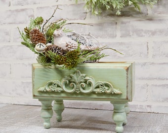 Decorative Farmhouse Box...Farmhouse Caddy...Green Deco Box...Home Decor...Christmas Box...Farmhouse Riser