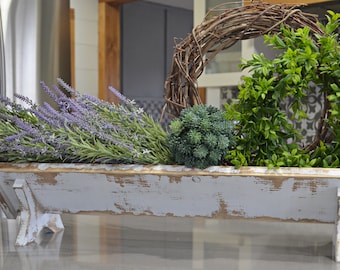 Extra Large Farmhouse Trough...White Trough...Distressed Trough...Chippy Trough