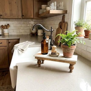 Marble and Wood Riser...Marble Tray...Marble Top Decorative Riser