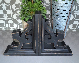 Chunky Distressed Set of Corbels...Black Corbels