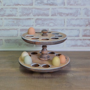 Weathered Wood Fresh Egg Holder...Double Tiered Egg Holder...Farmhouse Egg Tray...Farm Fresh Egg Holder...Egg Stand