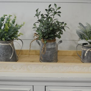 Tiered Tray Decor...Watering Can...Milk Can...Farmhouse Pitcher...Eucalyptus...Lambs Ear...Farmhouse Decor