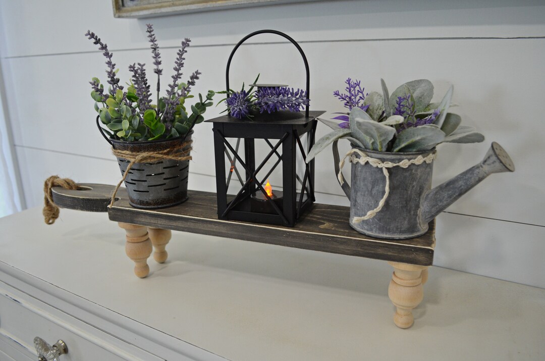 Tiered Tray Decor...watering Can...milk Can...lantern...lavender and Lambs Ear...olive Bucket