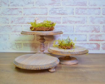 Handmade Weathered Wood Riser Set: Farmhouse Decor Stands