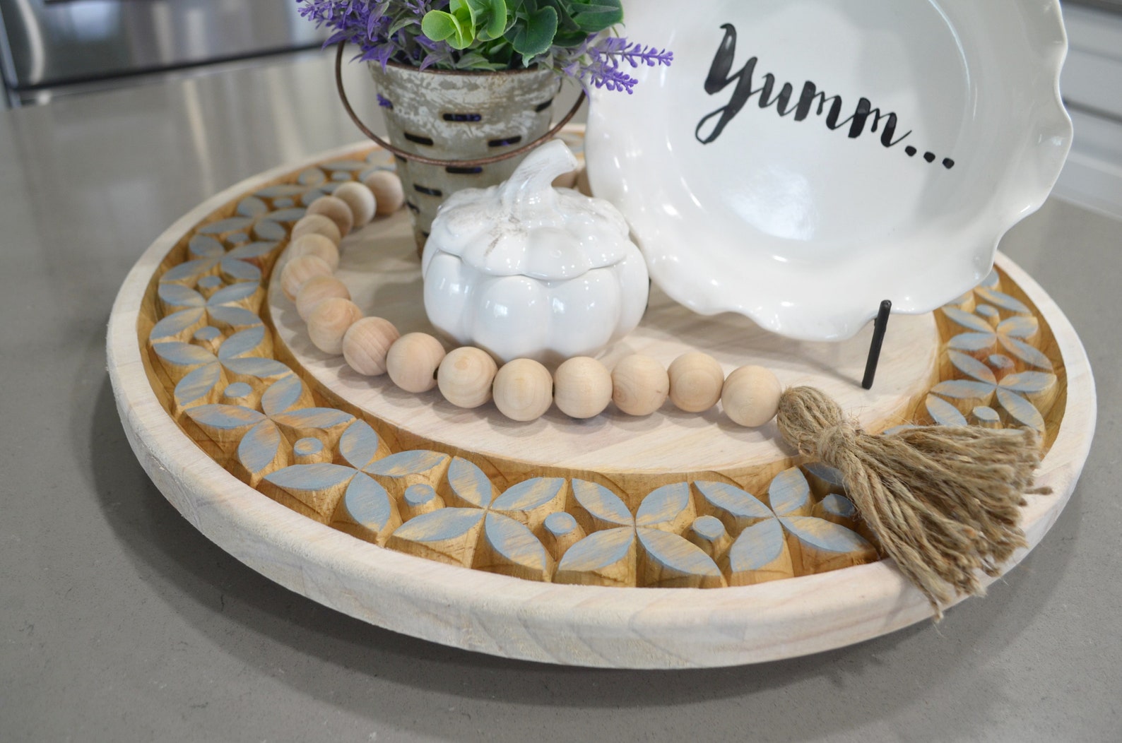 Gravierte Faule Susan... Bauernhaus Holz Tablett... Serving | Etsy