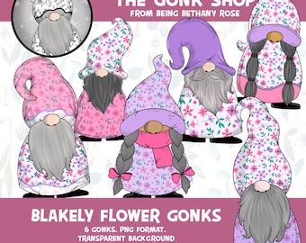 Tiny Pink Flower "Blakely" Gonk / Gnome Clipart / Digital Stickers *INSTANT DOWNLOAD* PNG files