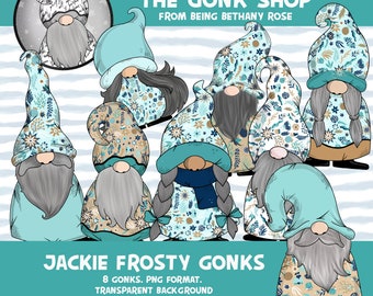 Frosty Flowers "Jackie" Gonk / Gnome Clipart / Digital Stickers *INSTANT DOWNLOAD* PNG files