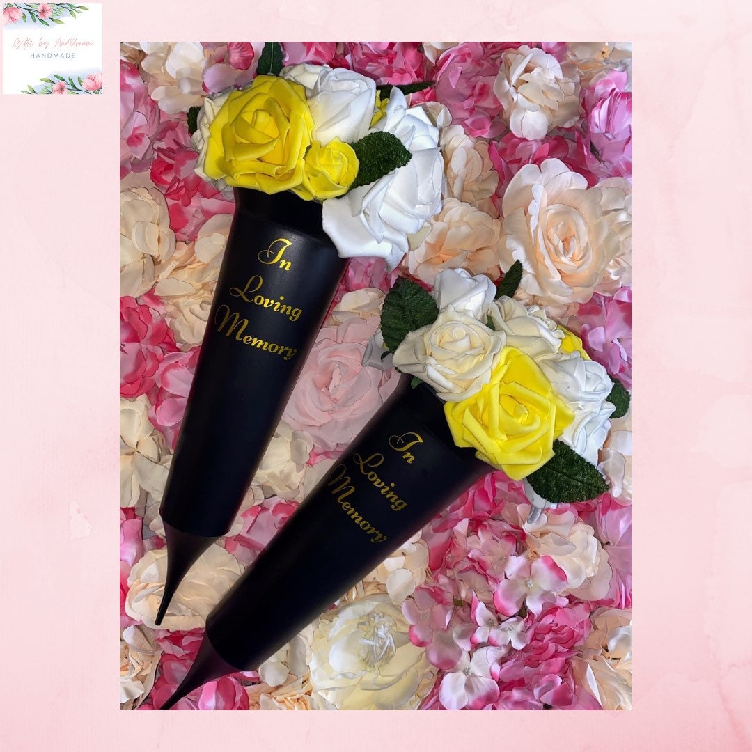 Artificial flowers memorial vase Memorial remembrance | Etsy