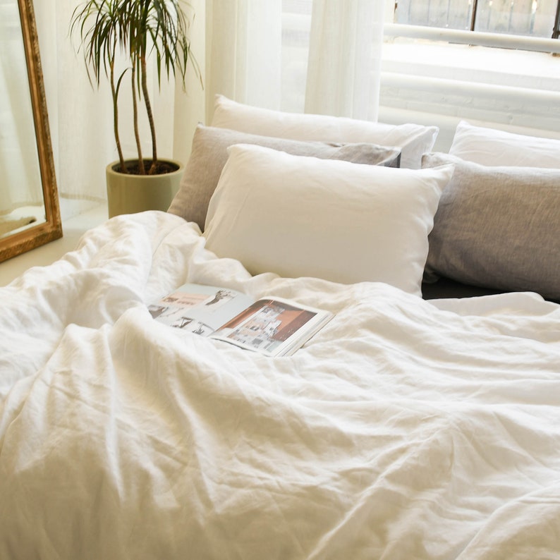 Linen pillowcase set in OffWhite. Linen pillow cover. Linen Etsy