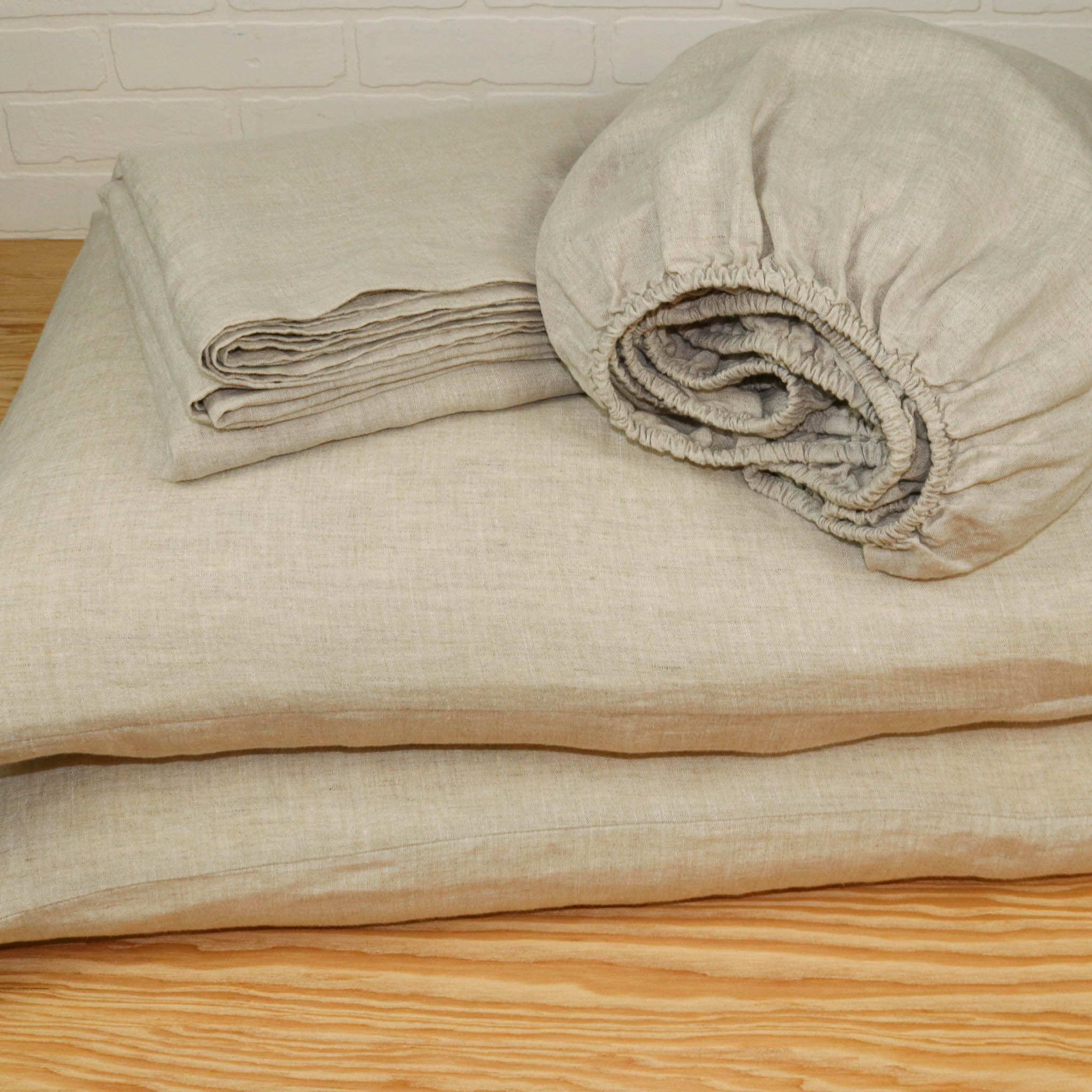Linen Sheet Set in Natural. Includes Fitted Sheet Flat Sheet Etsy Canada
