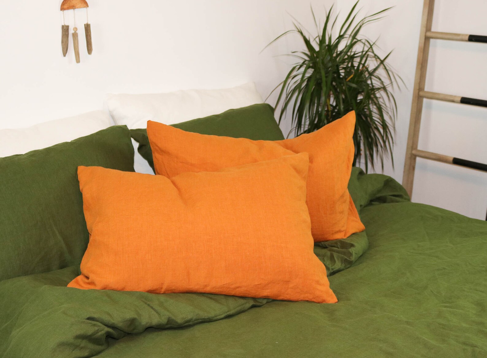 Linen pillowcase set in Rust. Linen pillow cover. Linen sham. Etsy