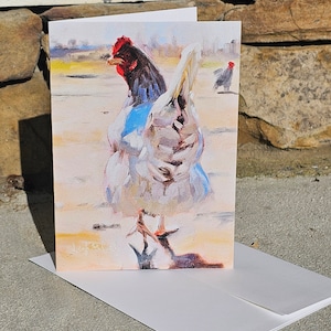 Tarjeta de felicitación de bellas artes- Tarjeta de pollo "Going"
