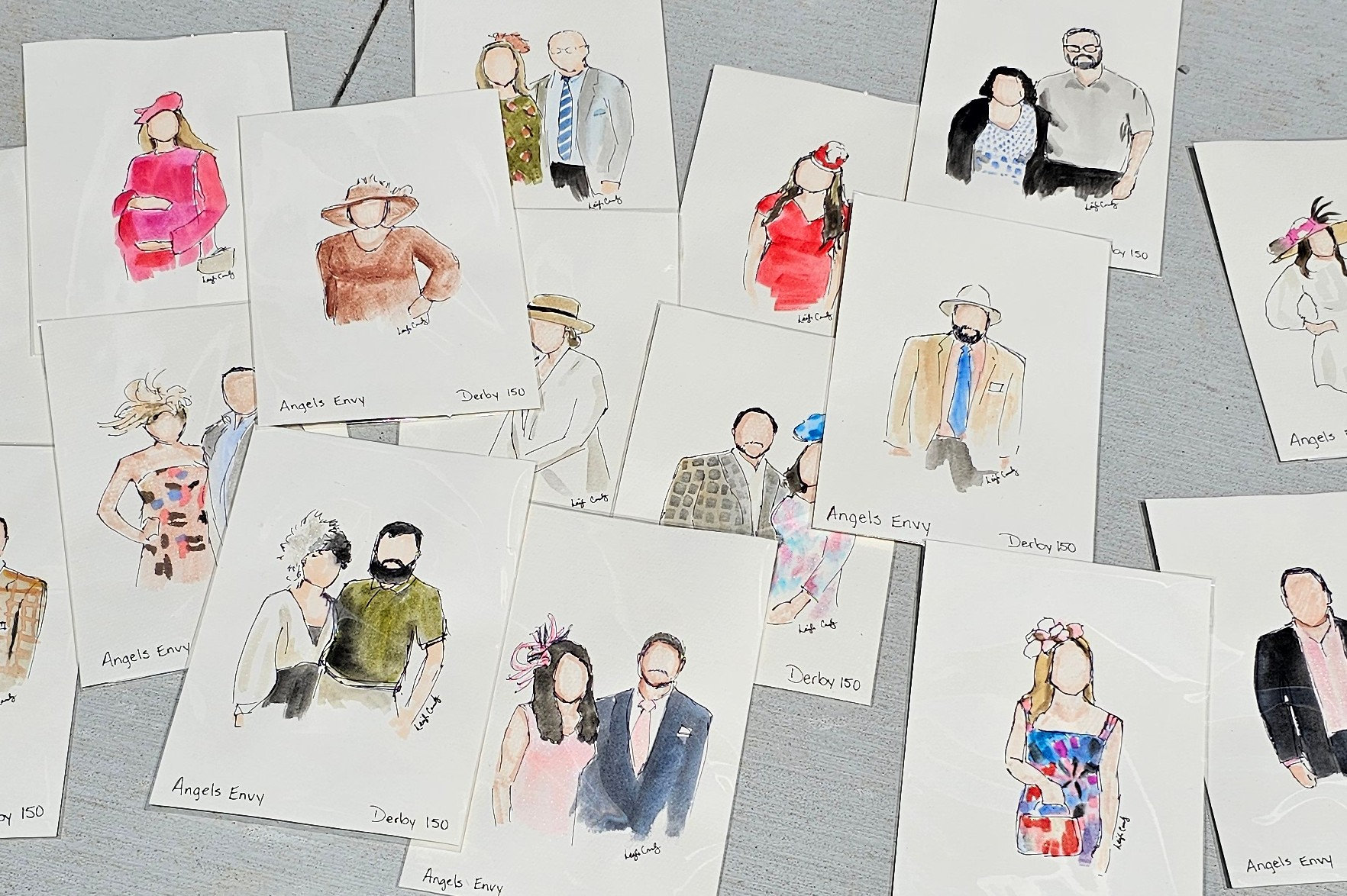 Kentucky Live Wedding Painter- Guest Portraits| Live Wedding Painting Guest Portraits | Watercolor Guest portraits| KY Wedding Painter