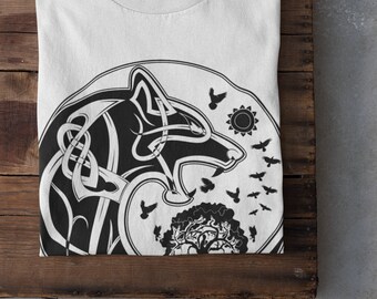 SPIRITUAL CELTIC WOLF / Viking Tree of Life with the Yin Yang T-shirt