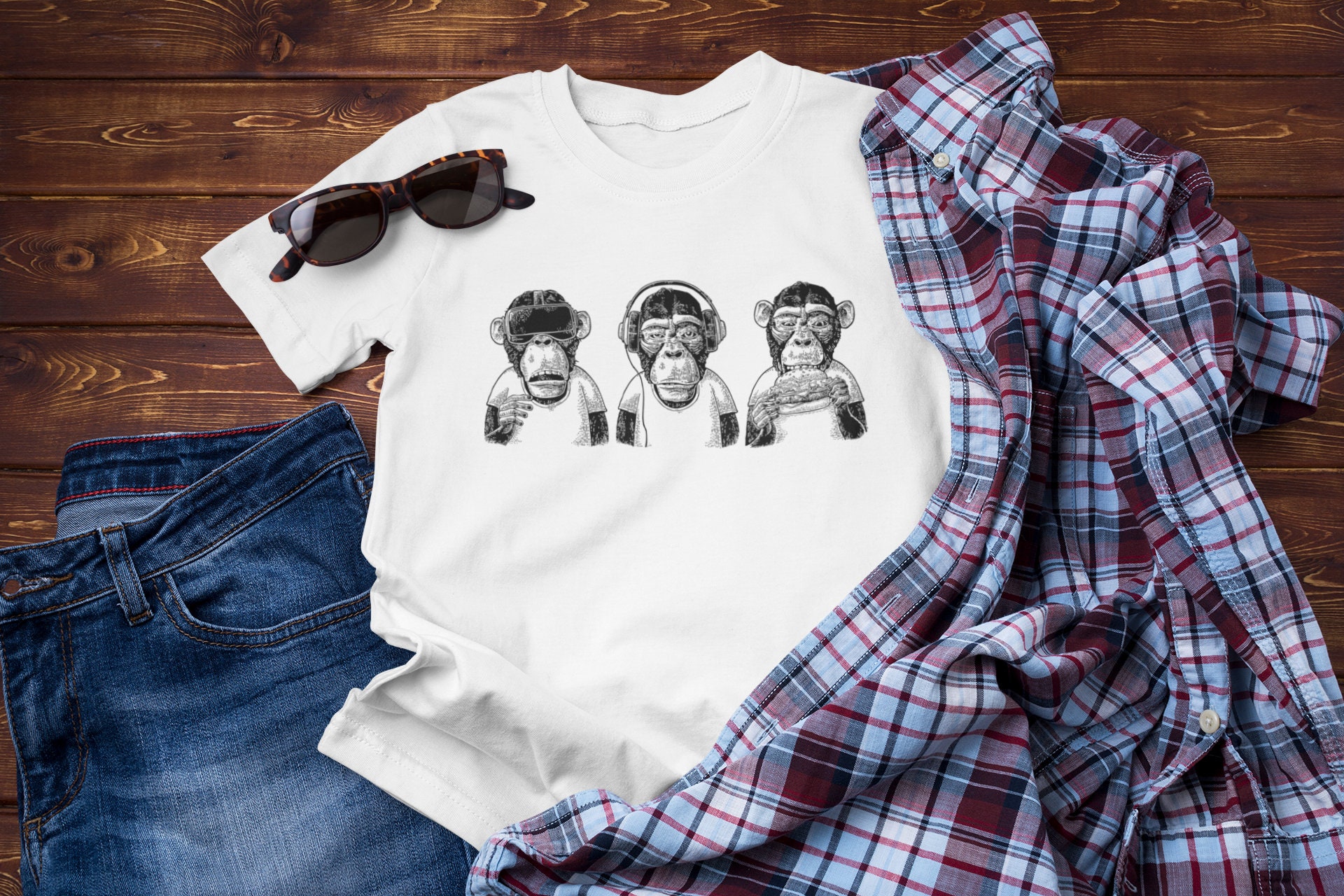 90s NIKE Three Wise Monkeys Tシャツ USA製 THREE WISE MONKEYS / Monkey Art T-shirt / Monkey Business / Monkey