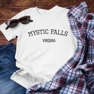 MYSTIC FALLS T-SHIRT / Virginia - West Virginia Shirt / Mystic Falls, Virginia Gifts, GIfts for Her - Him, Gifts for Vampire Fans